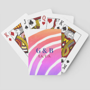 Jeu De Cartes Pink jaune arc-en-ciel ajouter nom du couple place