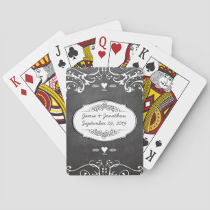 Jeu De Cartes Pink Personalized Chalkboard Typography Weddings