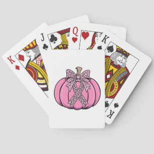 Jeu De Cartes Pink Ribbon Citrouille Face Halloween Cancer du se