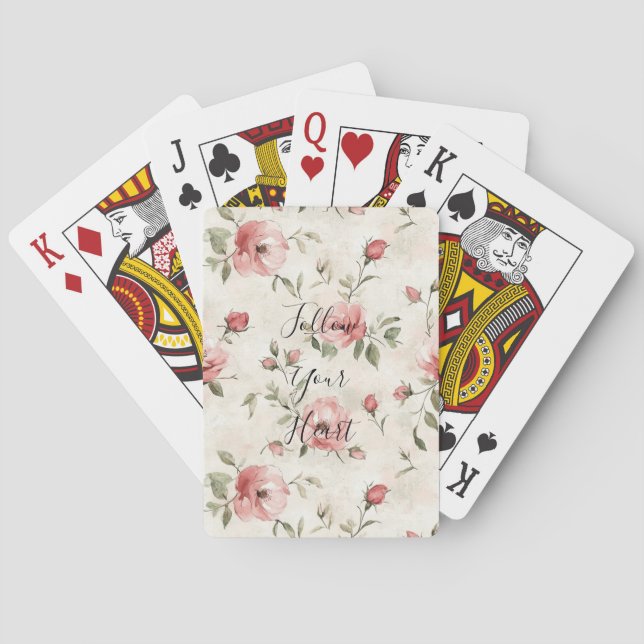 Jeu De Cartes Pink Roses Floral  (dos)