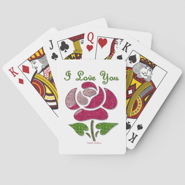 Jeu De Cartes Pink Stencil Rose I Love You (dos)