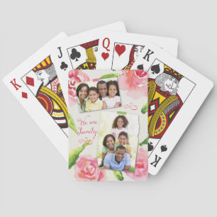 Jeu De Cartes Pink Watercolor Roses We are Family Photo Collage