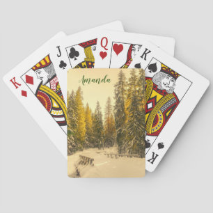 Jeu De Cartes Pins couverts de neige Forêt Nature Photo