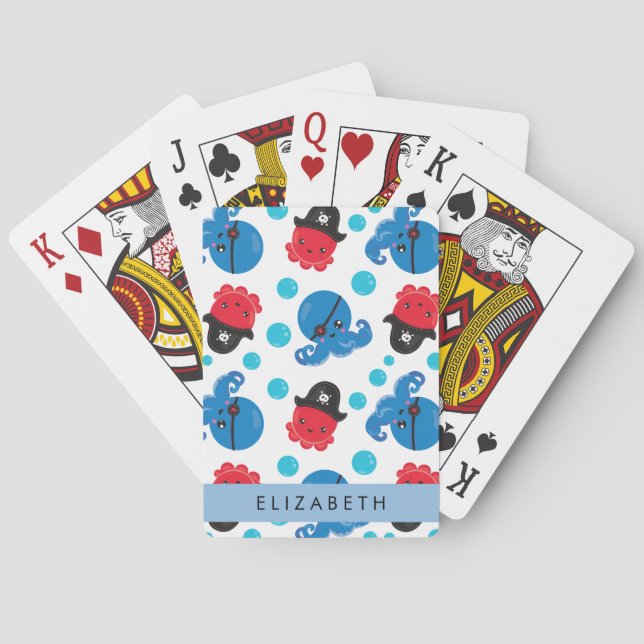Jeu De Cartes Pirate Octopus, Motif Octopus, Mer, Votre Nom (dos)