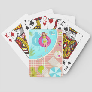 Jeu De Cartes Piscine fille en bikini plage d'été