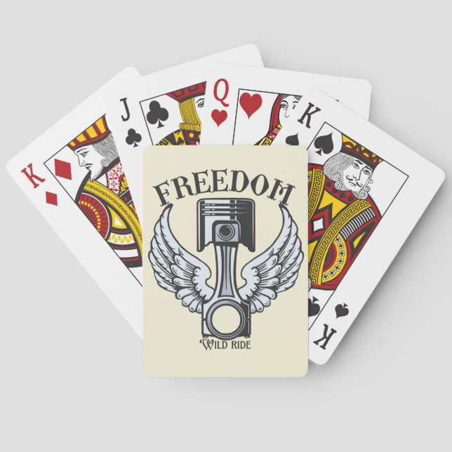 Jeu De Cartes pistons d'ailes de liberté moto vintage (dos)