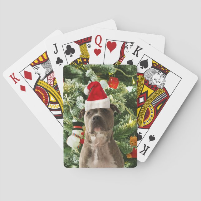 Jeu De Cartes Pitbull Chien Arbre de Noël Ornements Snowman (dos)