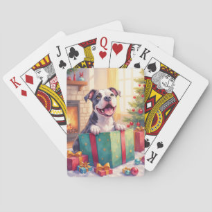 Jeu De Cartes Pitbull joueur ouvrant des cadeaux de Noël pour le