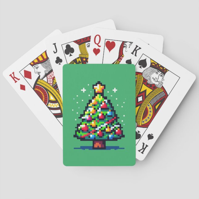 Jeu De Cartes Pixel sapin de Noël - Fête Rétro (dos)