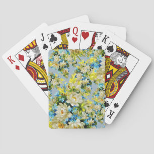 Jeu De Cartes Pla de vélo vintage jaune et bleu fleuri