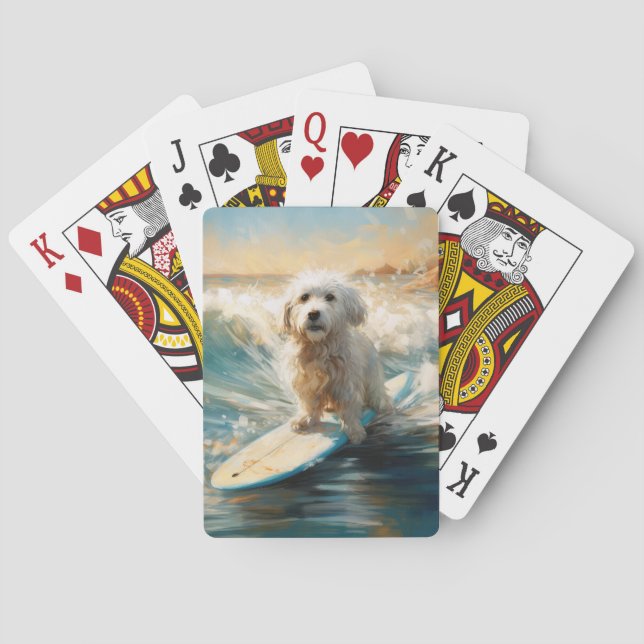 Jeu De Cartes Plage de Coton De Tulear Peinture de surf (dos)