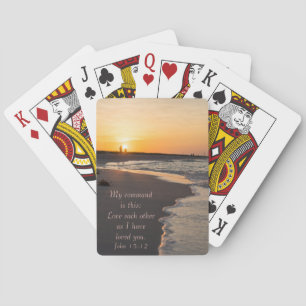 Jeu De Cartes Plage De Marche En Couple À Sunrise John 15 12