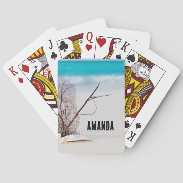 Jeu De Cartes Plage de sable avec coquillages blancs (dos)