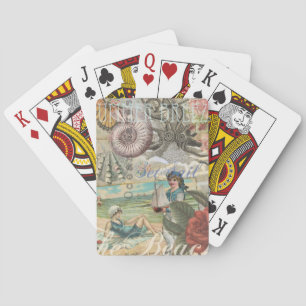 Jeu De Cartes plage d'été poulpe vintage antique voile