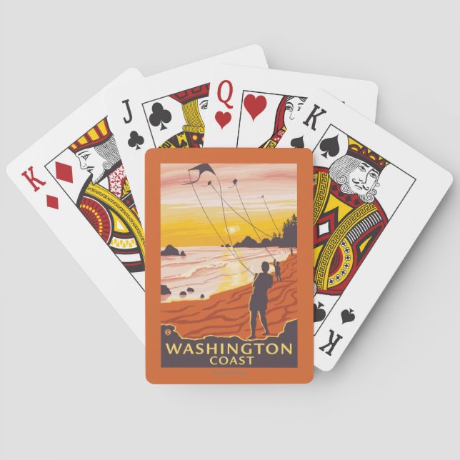 Jeu De Cartes Plage et cerfs-volants - côte de Washington (dos)