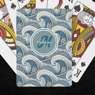 Jeu De Cartes Plage polynésienne Vagues et fleurs Motif Océan