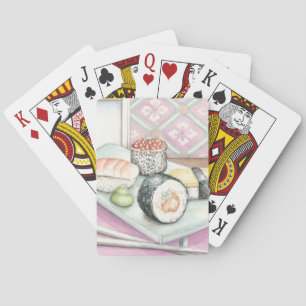 Jeu De Cartes Plaque de sushi assorté avec baguettes