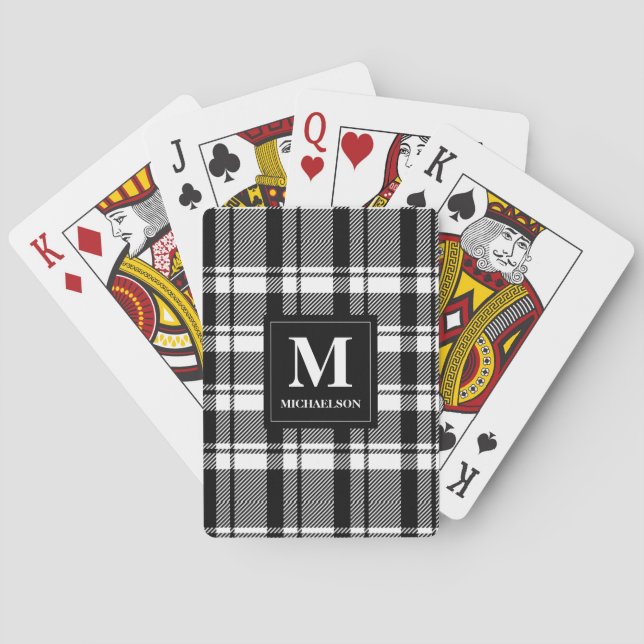 Jeu De Cartes Plaqué noir et blanc monogramme (dos)