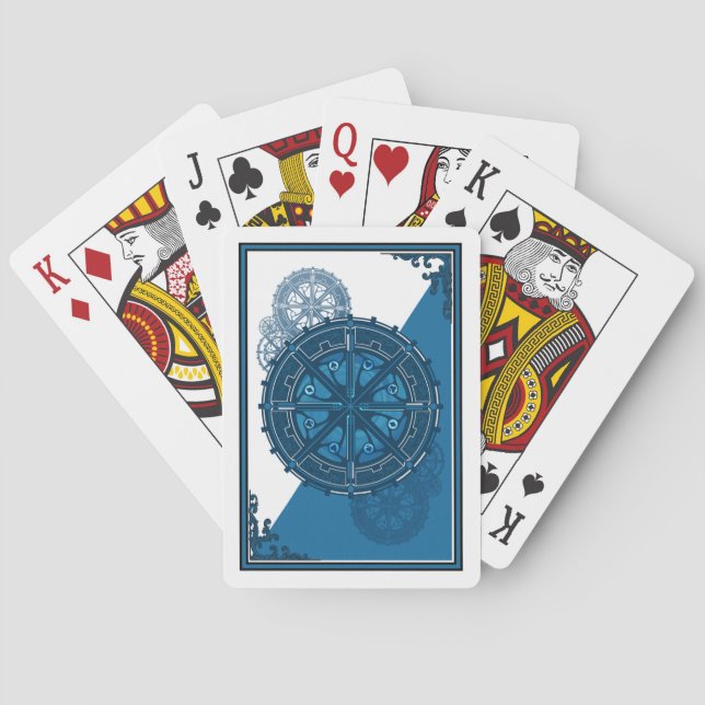 Jeu De Cartes Plateau de carte à engrenages bleus personnalisés (dos)