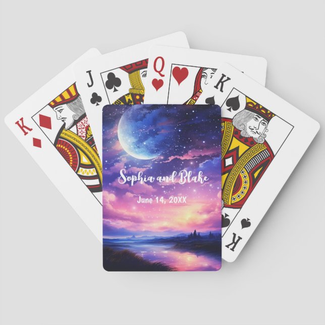 Jeu De Cartes Pleine lune céleste étoiles nuages Mariage mystiqu (dos)