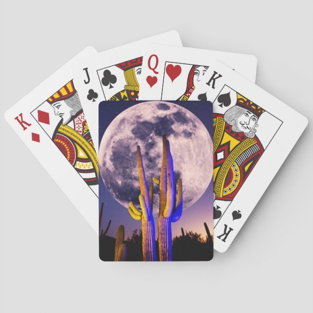 Jeu De Cartes Pleine lune sur le Saguaro Cactus (dos)