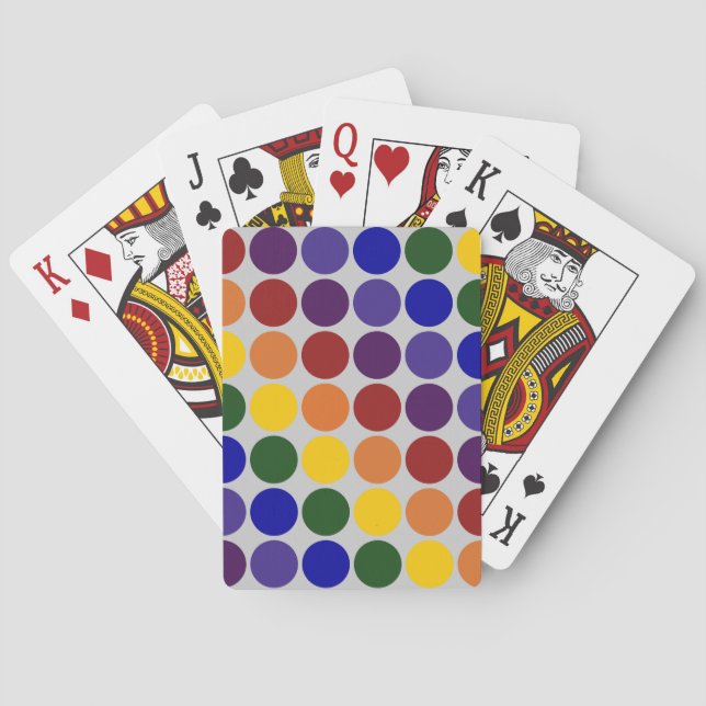 Jeu De Cartes Pois arc-en-ciel sur gris (dos)