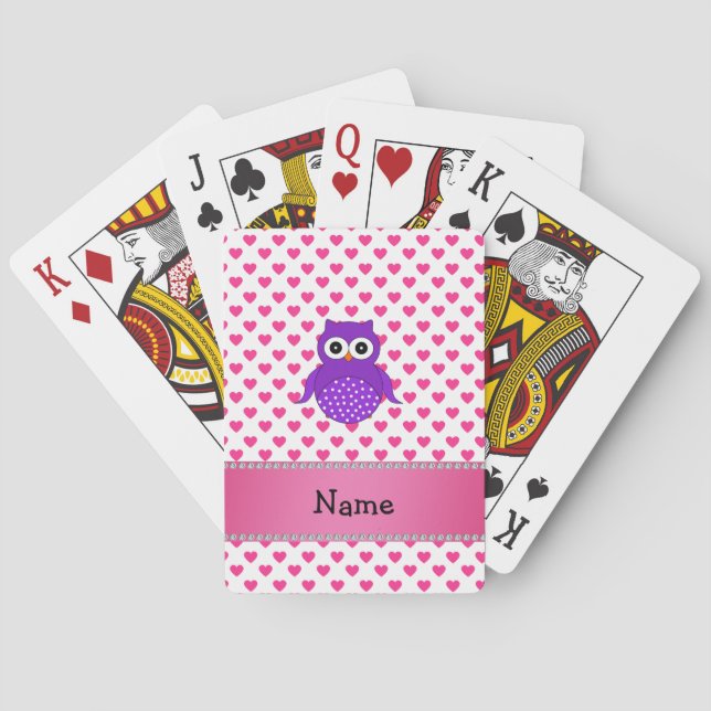 Jeu De Cartes Pois pourpre nommé fait sur commande de coeurs de (dos)