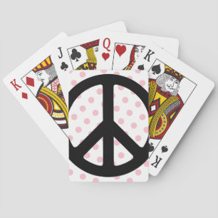 Jeu De Cartes Pois roses avec symbole de paix noir