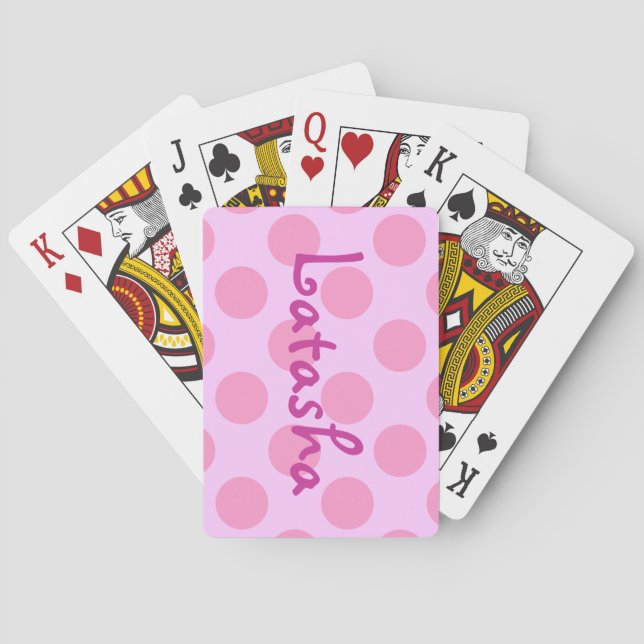 Jeu De Cartes Pois roses personnalisés (dos)