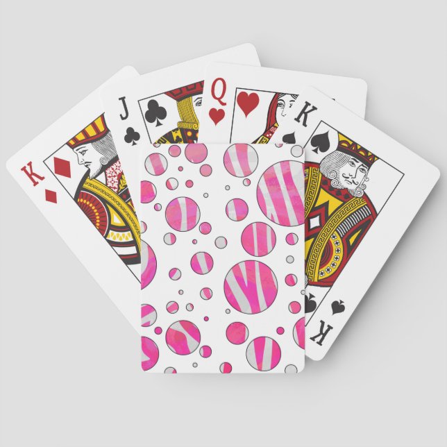 Jeu De Cartes Pois Zèbre rose chaud et blanc (dos)