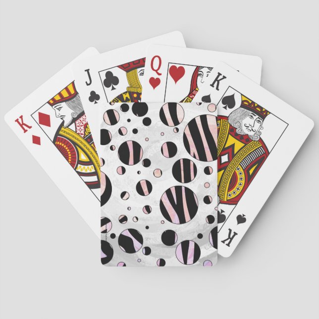 Jeu De Cartes Pois zèbres noirs et roses (dos)