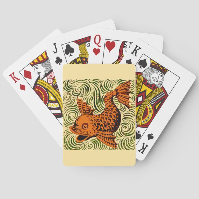 Jeu De Cartes Poisson Antique Carrelage Ancien art (dos)