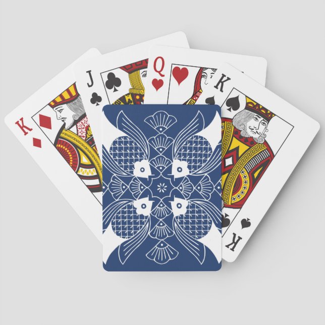 Jeu De Cartes Poisson sous-marin avec Arrière - plan bleu (dos)