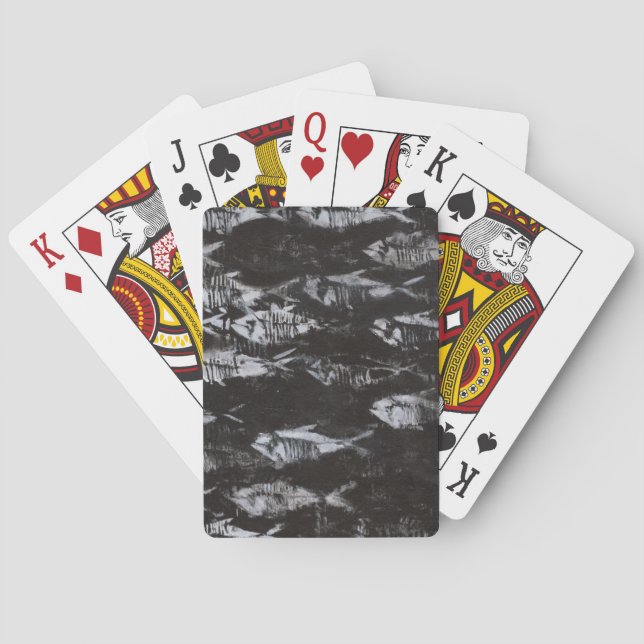 Jeu De Cartes Poissons blancs fossiles sur l'arrière - plan noir (dos)