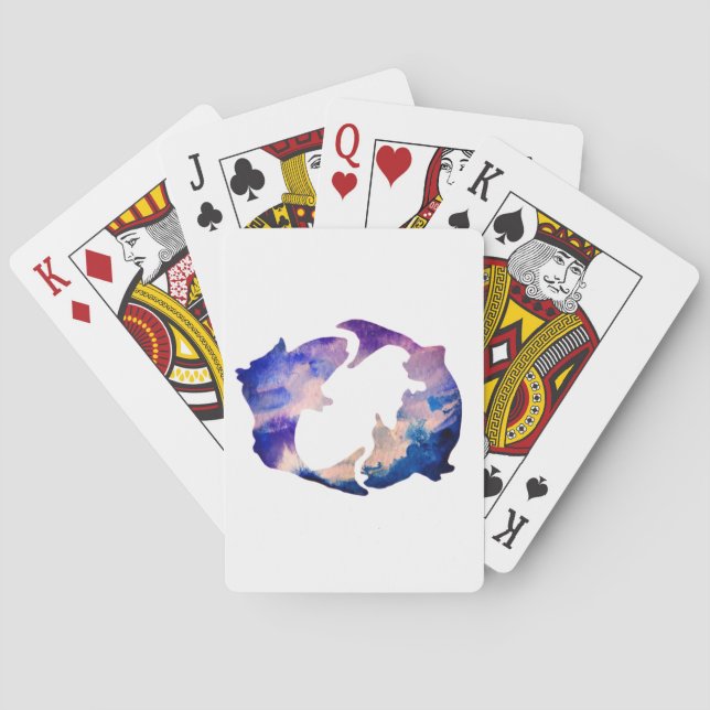 Jeu De Cartes Poissons D'Aquarelle, Symbole Zodiaque Fsih (dos)