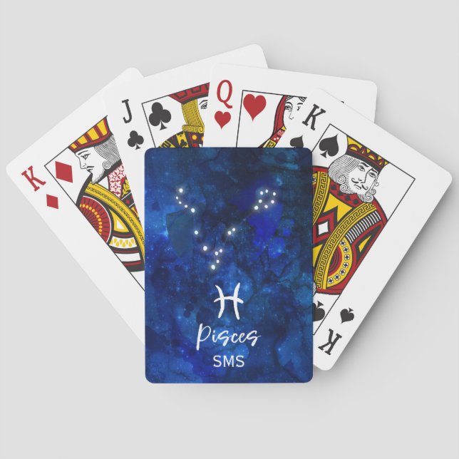Jeu De Cartes Poissons Zodiac Constellation Bleu Galaxie Monogra (dos)