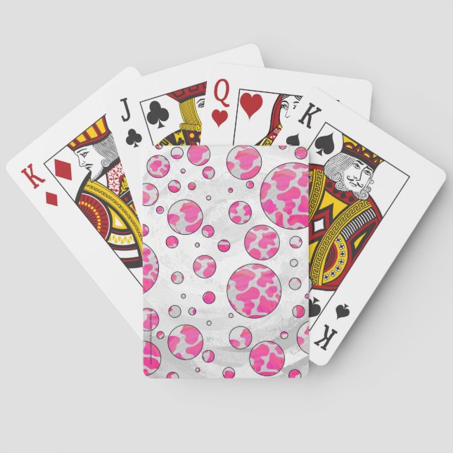 Jeu De Cartes Poka Dot Vache rose et blanc (dos)