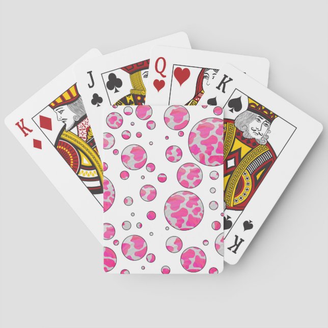 Jeu De Cartes Poka Dot Vache rose et blanc (dos)