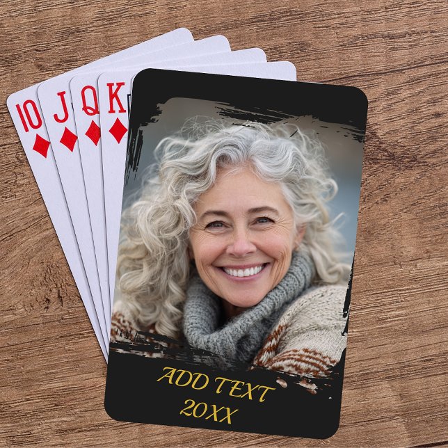 Jeu De Cartes Poker personnalisé photo complète — Noir et Or (Créateur téléchargé)