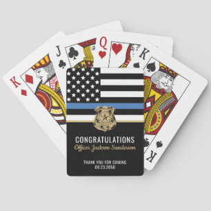 Jeu De Cartes Police Ligne bleue Drapeau Félicitations Retraite