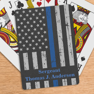 Jeu De Cartes Police Officier Personnalisé Vintage Ligne Bleue M