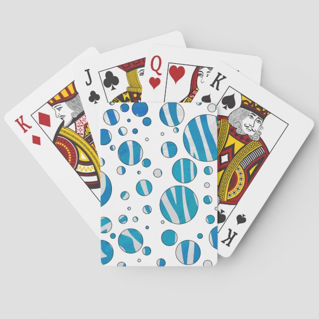 Jeu De Cartes Polka blanc et bleu Zebra (dos)