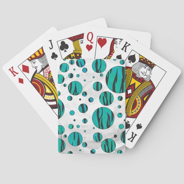 Jeu De Cartes Polka Dot Tiger noir et Turquoise (dos)