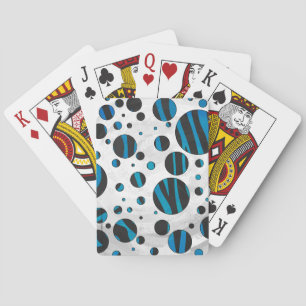 Jeu De Cartes Polka Dot Zebra Motif noir et bleu