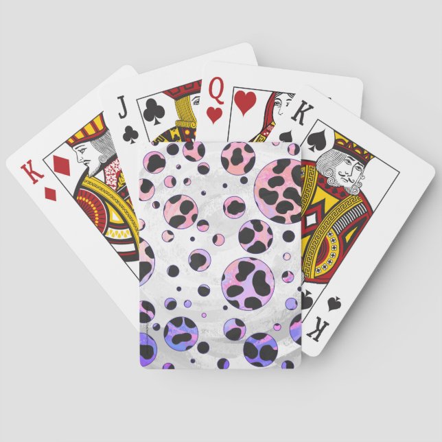 Jeu De Cartes Polka noire et rose de Dalmatie Imprimer (dos)