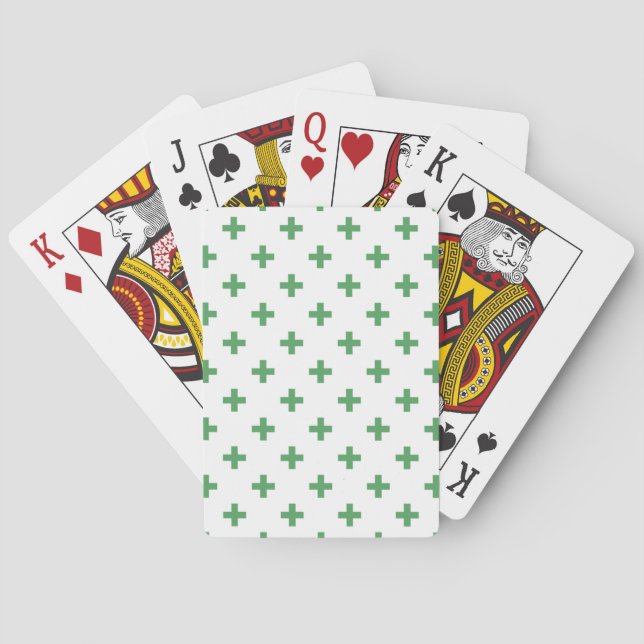 Jeu De Cartes Polka verte croise sur blanc (dos)