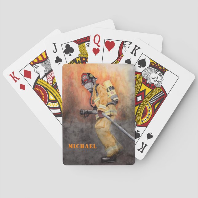 Jeu De Cartes Pompier Jouer Cartes Fireman Aquarelle (dos)