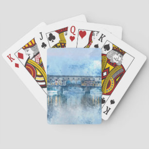 Jeu De Cartes Ponte Vecchio sur le fleuve Arno à Florence, Itali