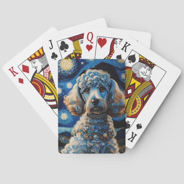 Jeu De Cartes Poodle dans la nuit étoilée Jouer des cartes (dos)