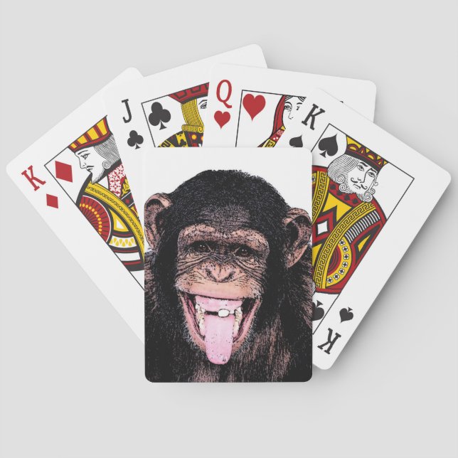 Jeu De Cartes Pop Art Chimpanzé Sticking Tongue Out (dos)